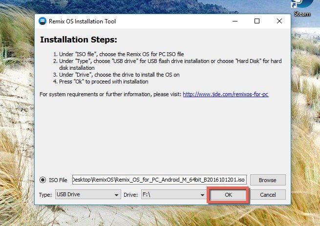 remix os installation tool sits at 99%